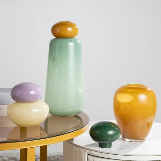 Farbige Steinglasvase mit Abdeckung - ZIZI Fish