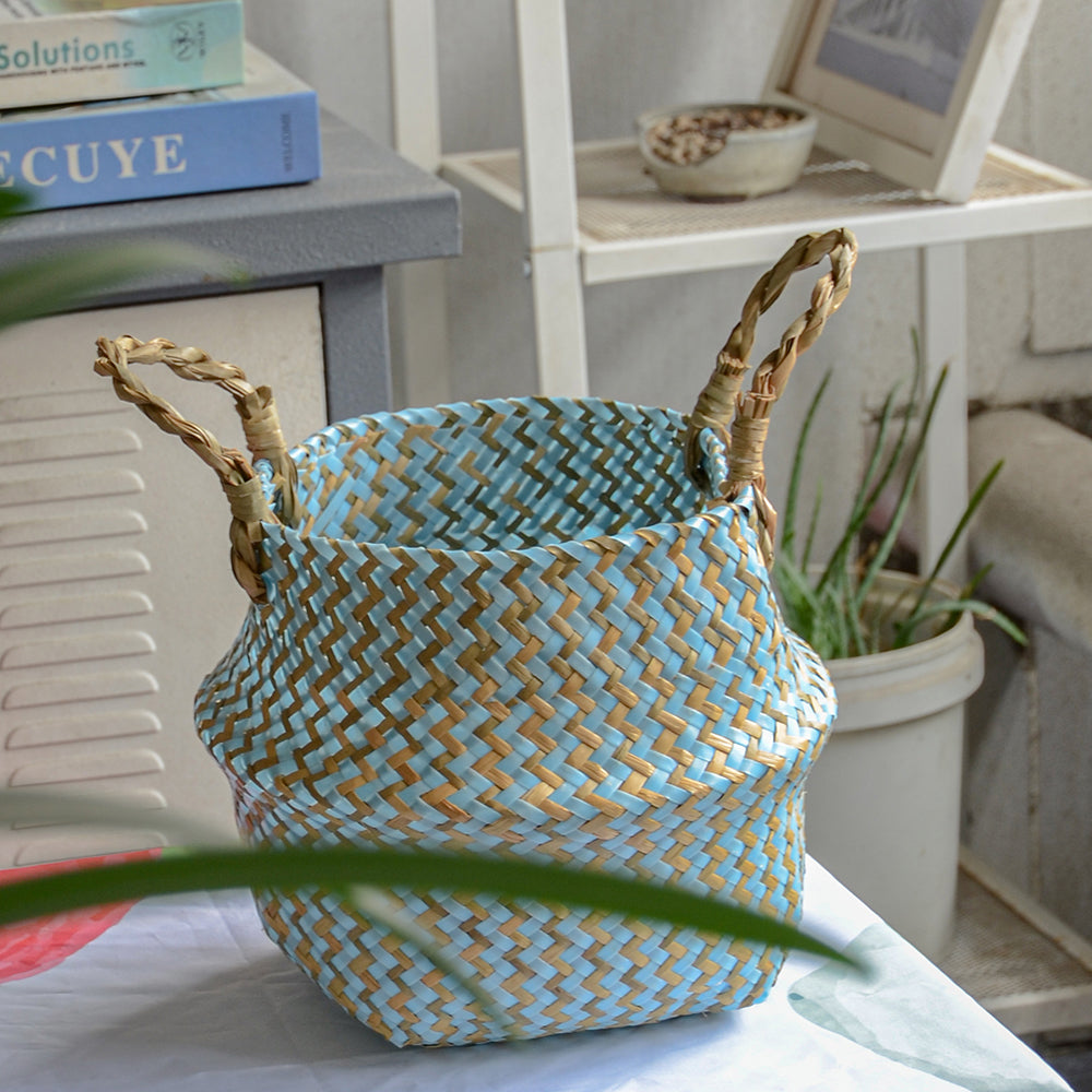 Handgemachter Boho Badezimmerkorb aus Seegras - Badeno