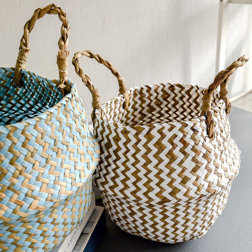 Handgemachter Boho Badezimmerkorb aus Seegras - Badeno