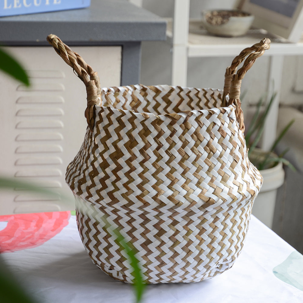 Handgemachter Boho Badezimmerkorb aus Seegras - Badeno