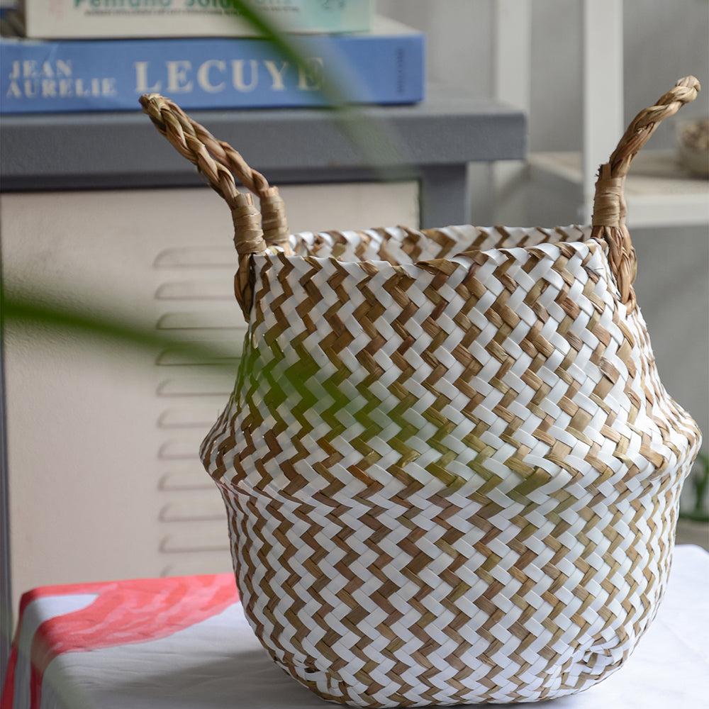 Handgemachter Boho Badezimmerkorb aus Seegras - Badeno
