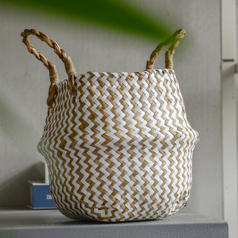 Handgemachter Boho Badezimmerkorb aus Seegras - Badeno