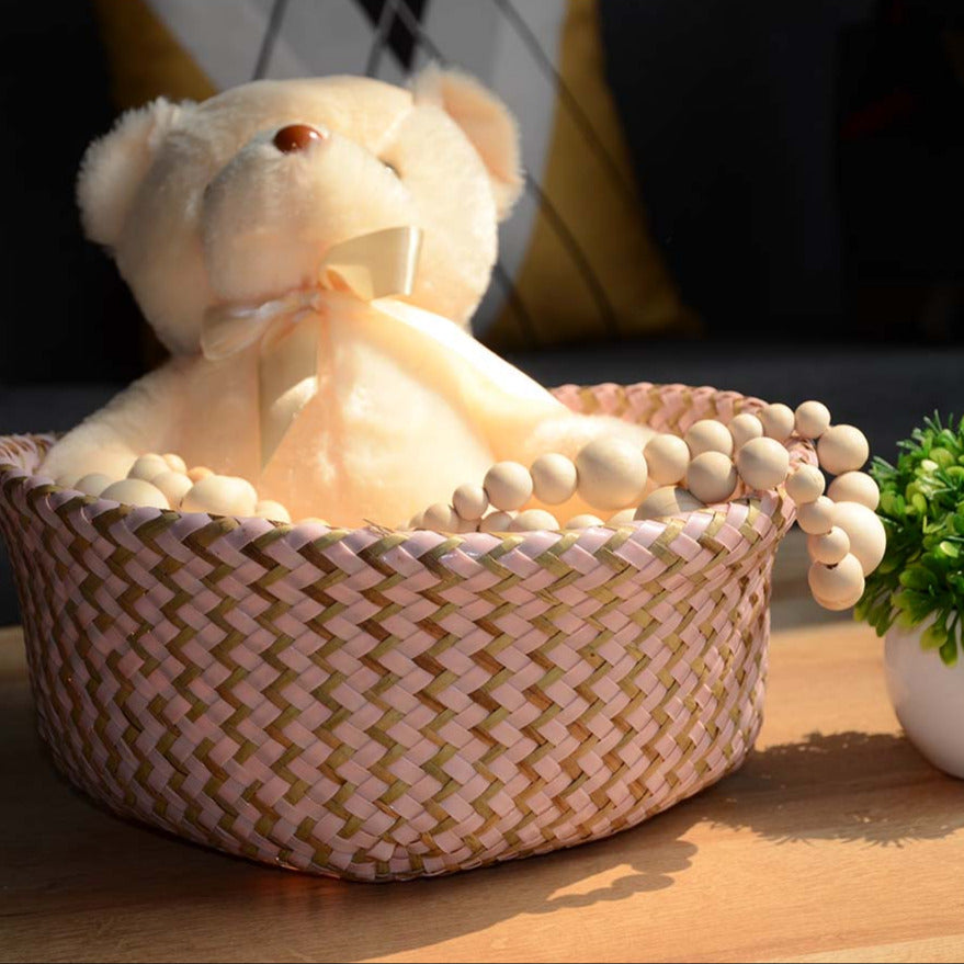 Handgemachter Boho Badezimmerkorb aus Seegras - Badeno