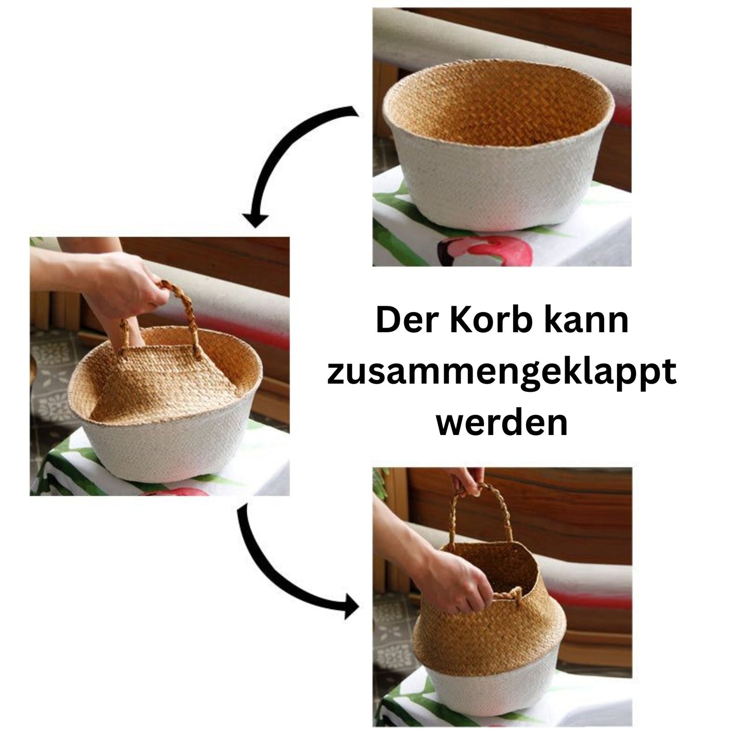 Handgemachter Boho Badezimmerkorb aus Seegras - Badeno