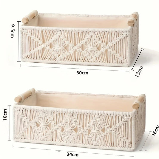 Handgewebter Aufbewahrungskorb, Rasterdesign - Badeno