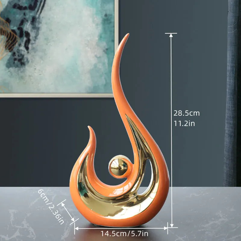 Porzellanskulptur, Flamme, handbemahlt - Badeno