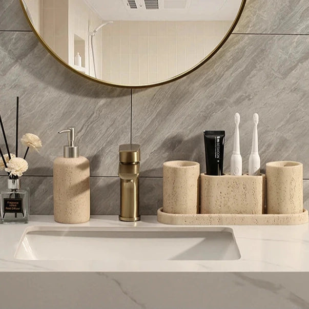 Wabi-Sabi Sandstein Badezimmer-Zubehörset