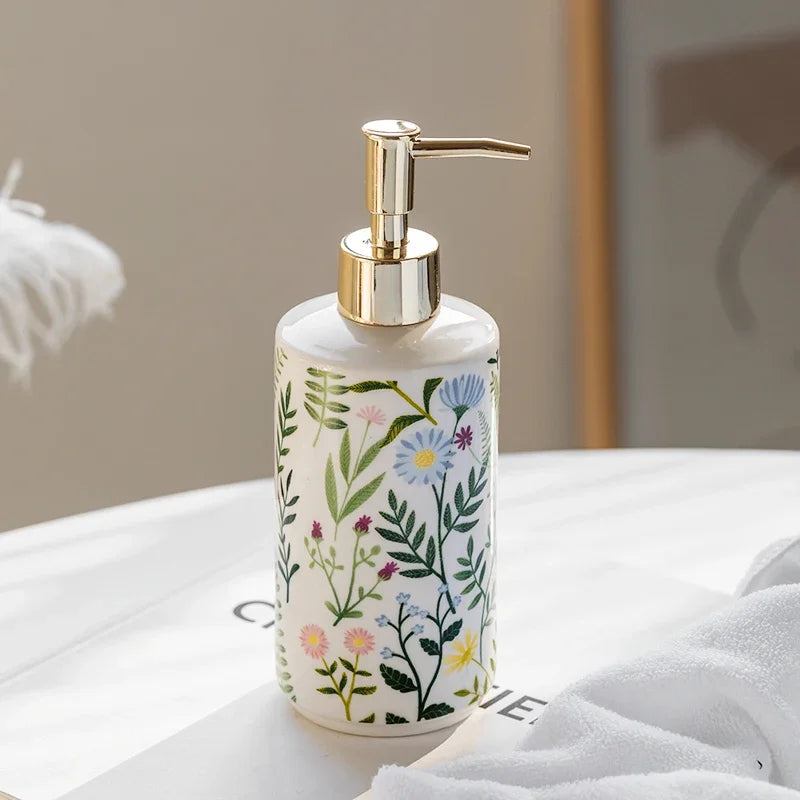 Seifenspender Keramik Blumenmuster 430 ml - Badeno
