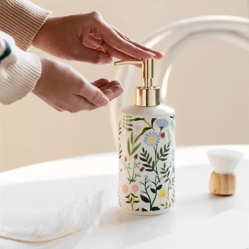 Seifenspender Keramik Blumenmuster 430 ml - Badeno