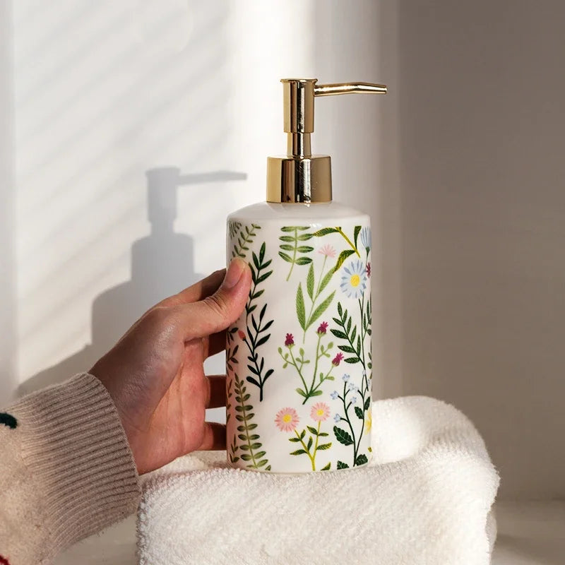 Seifenspender Keramik Blumenmuster 430 ml - Badeno