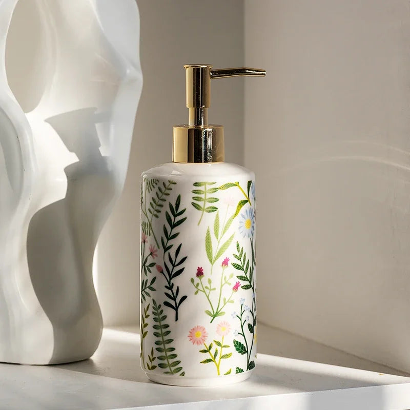 Seifenspender Keramik Blumenmuster 430 ml - Badeno
