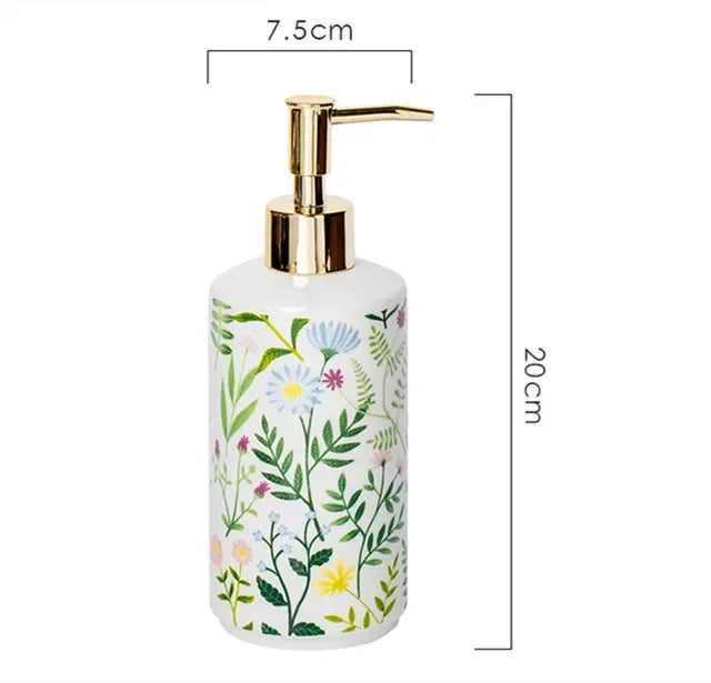 Seifenspender Keramik Blumenmuster 430 ml - Badeno