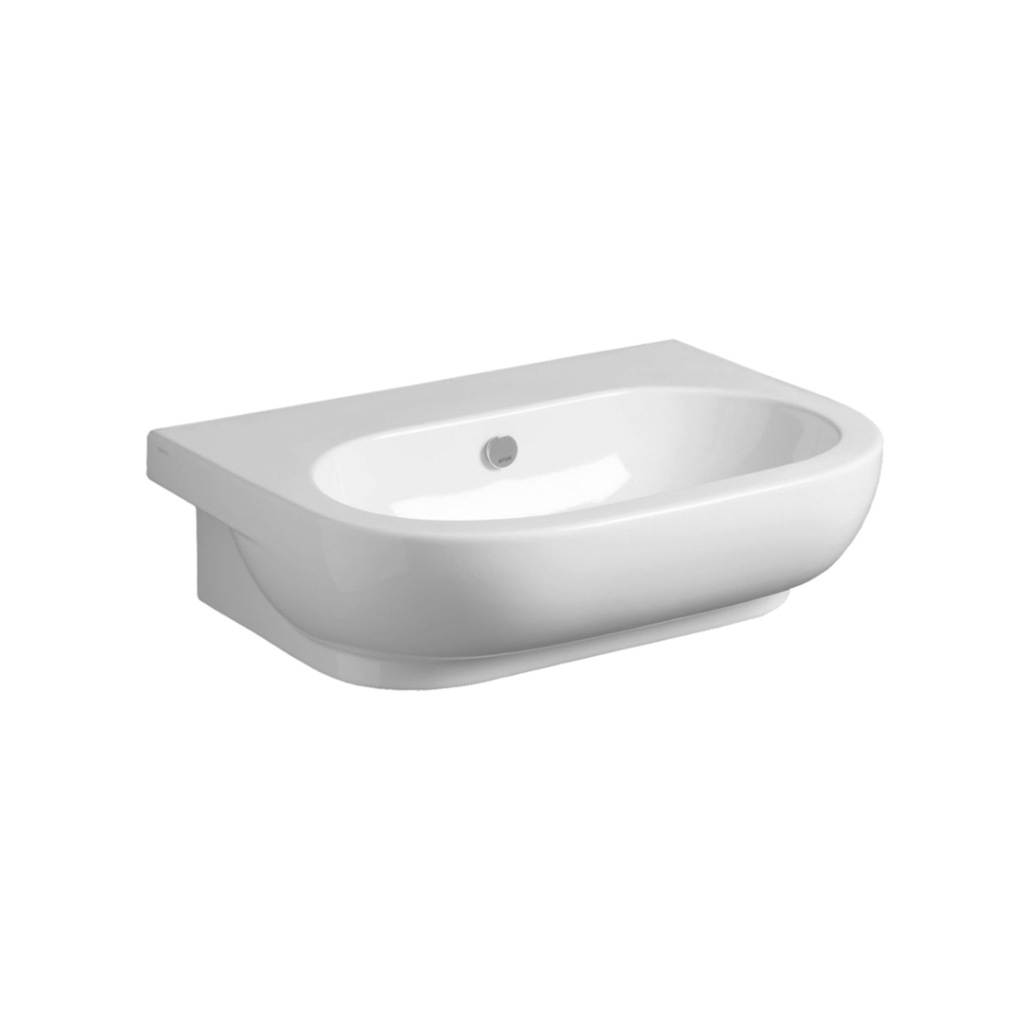 Weißes Waschbecken, oval, klein, Chromabdeckung über Überlauf, Simas E-Line el10