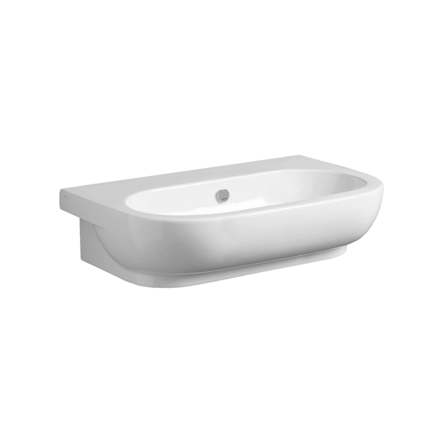 Weißes Waschbecken, oval, groß, Chromabdeckung über Überlauf, Simas E-Line el11