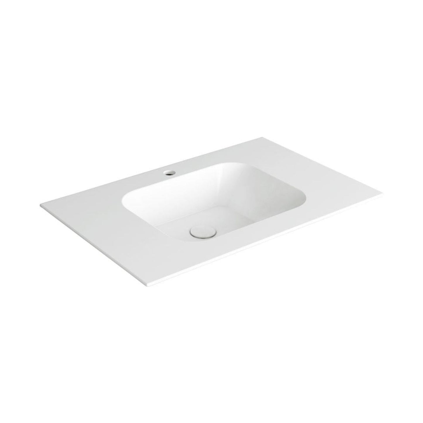 Weißes Waschbecken, kleines Becken, flache Ablage rundherum, Simas Wave wap80