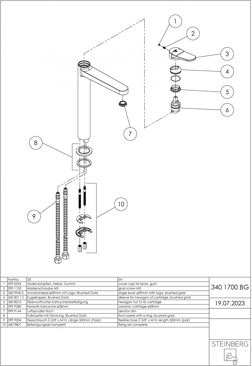 Serie 340 Waschtisch-Einhebelmischer Hoch - Badeno