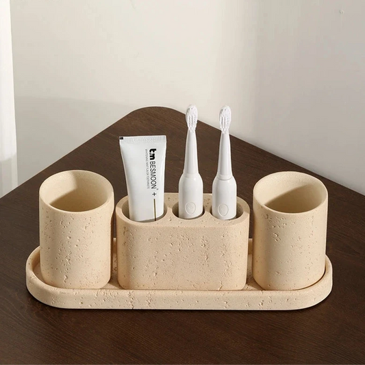 Wabi-Sabi Sandstein Badezimmer-Zubehörset - Badeno