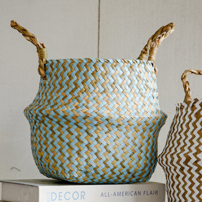 Handgemachter Boho Badezimmerkorb aus Seegras - Badeno 