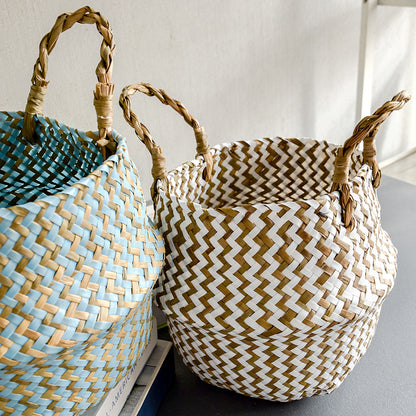 Handgemachter Boho Badezimmerkorb aus Seegras - Badeno 