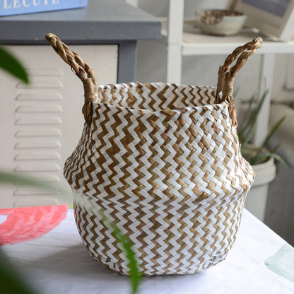 Handgemachter Boho Badezimmerkorb aus Seegras - Badeno 