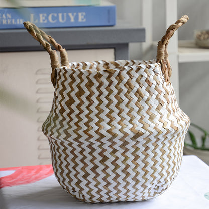 Handgemachter Boho Badezimmerkorb aus Seegras - Badeno 
