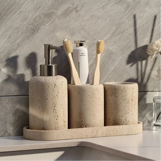 Wabi-Sabi Sandstein Badezimmer-Zubehörset
