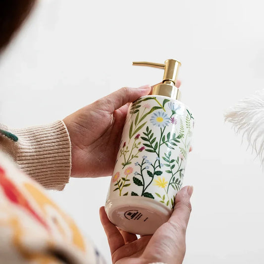 Seifenspender Keramik Blumenmuster 430 ml