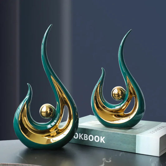 Porzellanskulptur, Flamme, handbemahlt