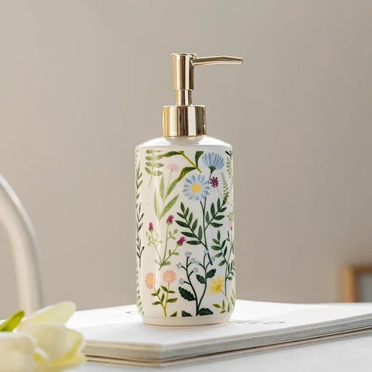 Seifenspender Keramik Blumenmuster 430 ml